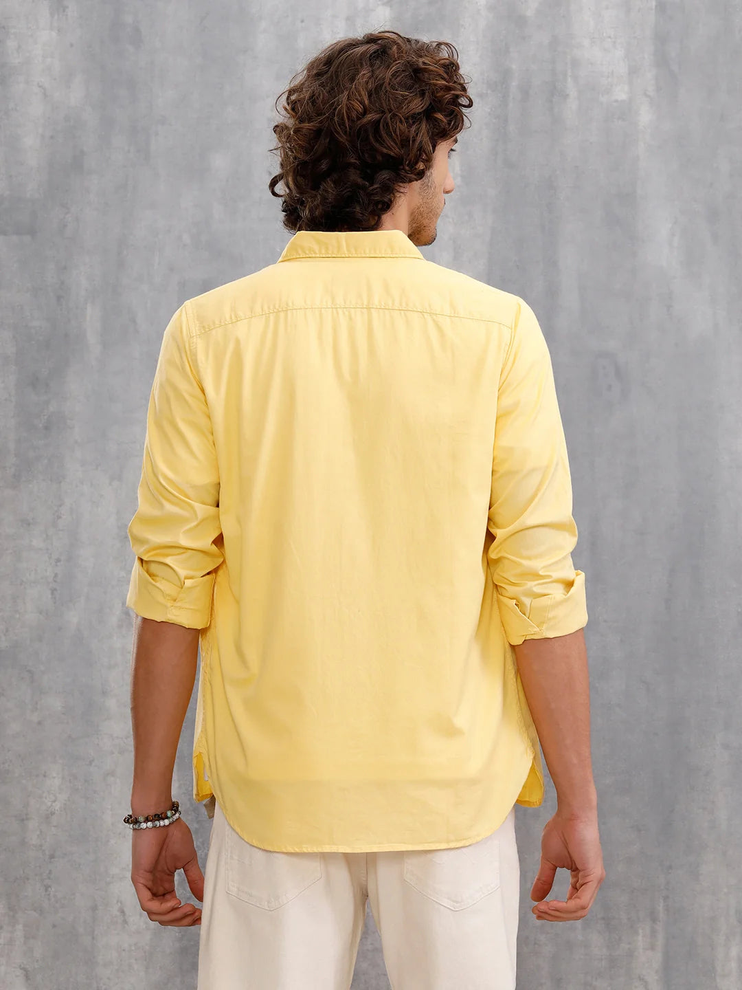 Solid 100%Cotton Regular Fit Shirt |Yellow