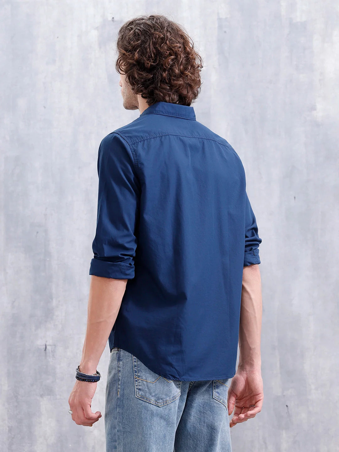 Solid Casual Regular Fit Shirt | Navy Blue