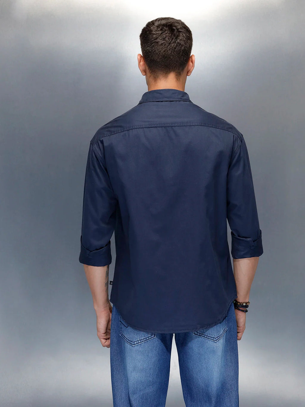Men's Casual Oversized Fit Double Pocket Shirt | Navy Blue