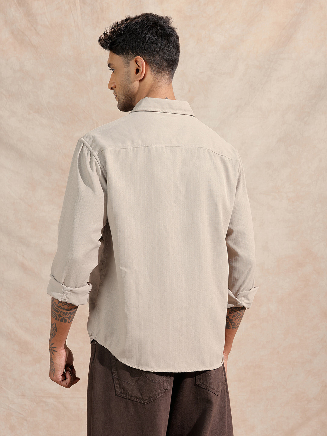 Textured Cotton Slub Comfort Fit Shirt | Grey