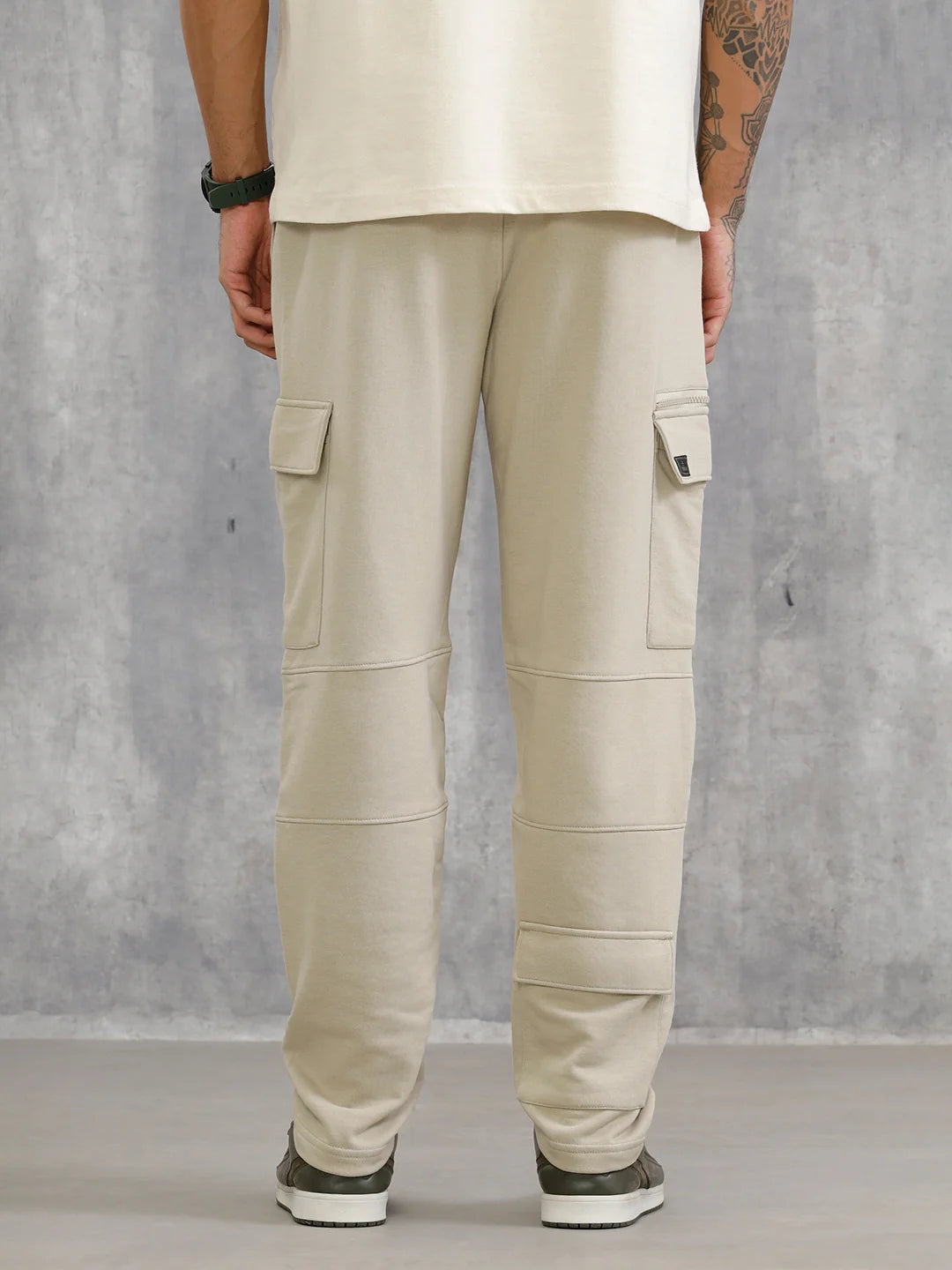 Comfort Fit Trackpants With Utility Cargo Pockets | Light Green