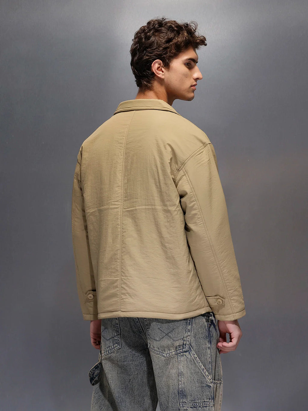Men's Oversized blazer Style Nylon Jacket  |  Khaki