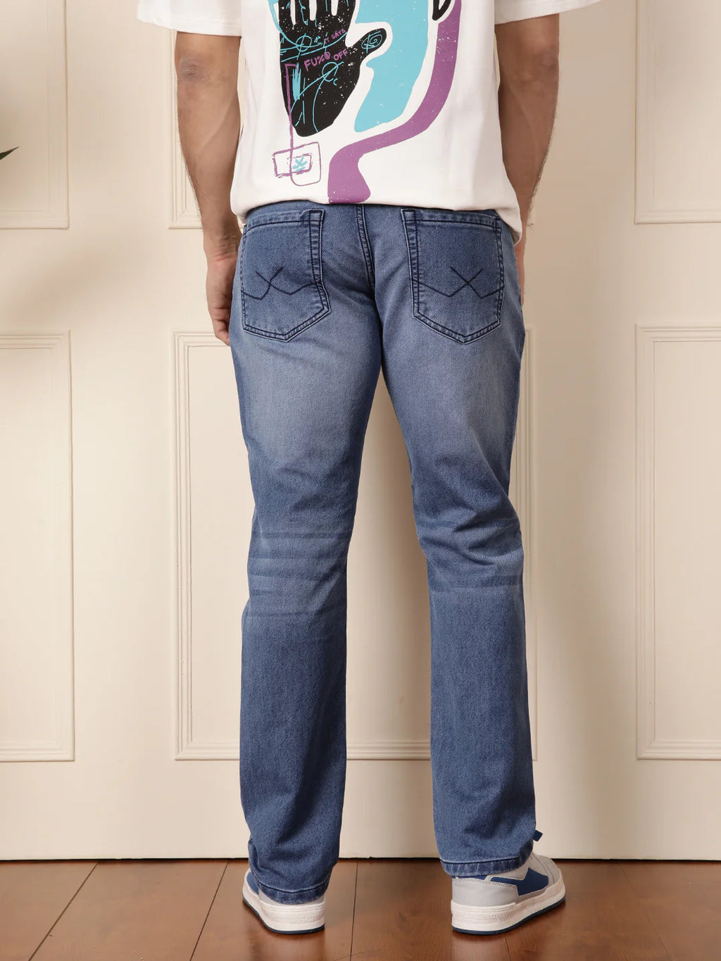 Heavy Fade Straight Fit Jeans | Blue