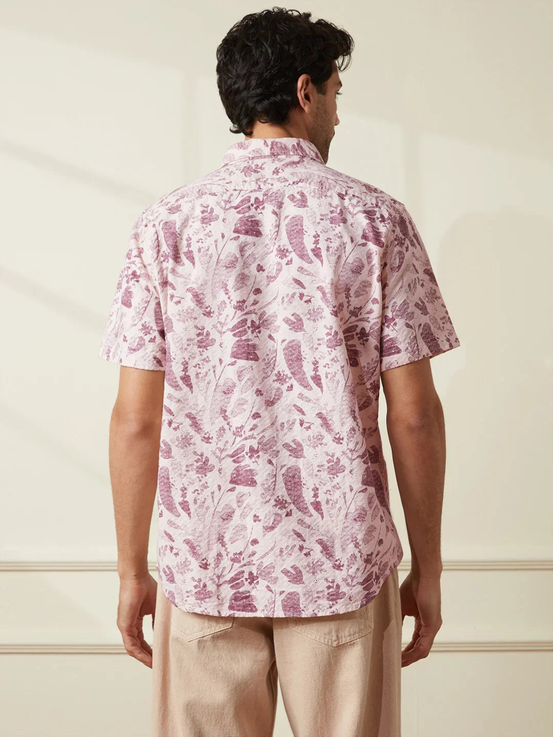 Textured Cotton Dobby AOP shirt | Maroon