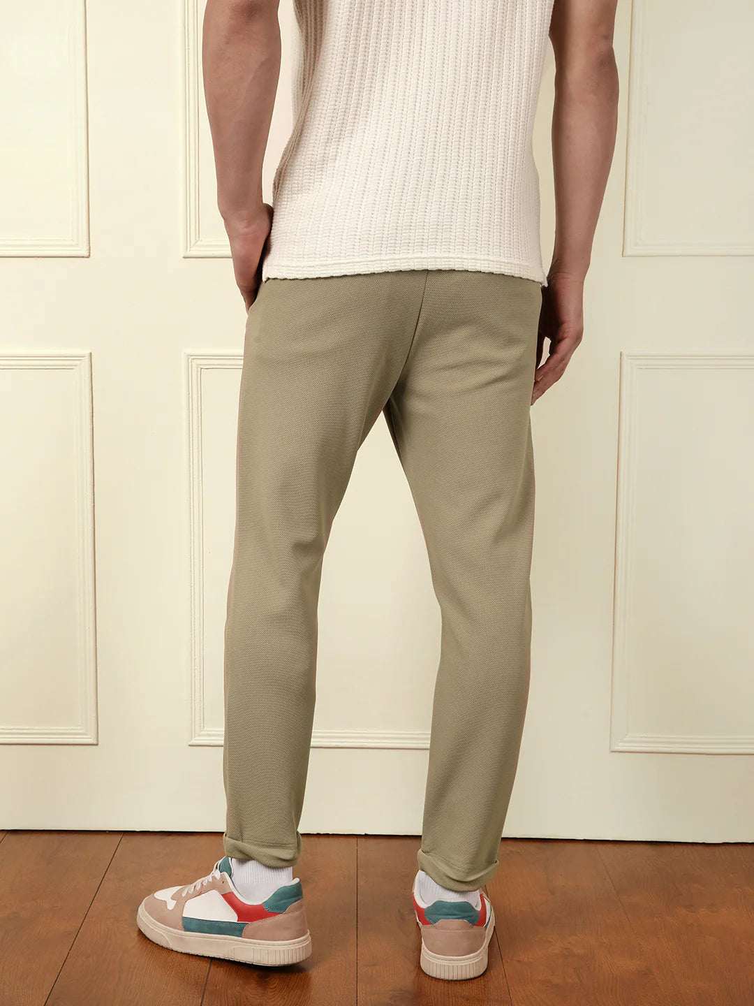 Soft Cotton Blend Knit Trouser | Beige