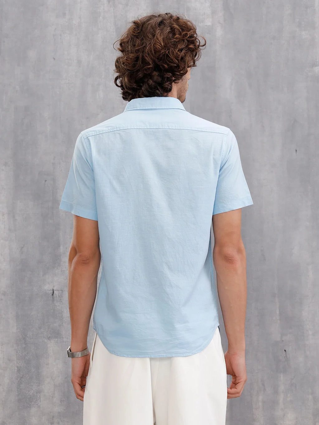 Solid 100%Cotton Regular Fit Shirt | Light Blue