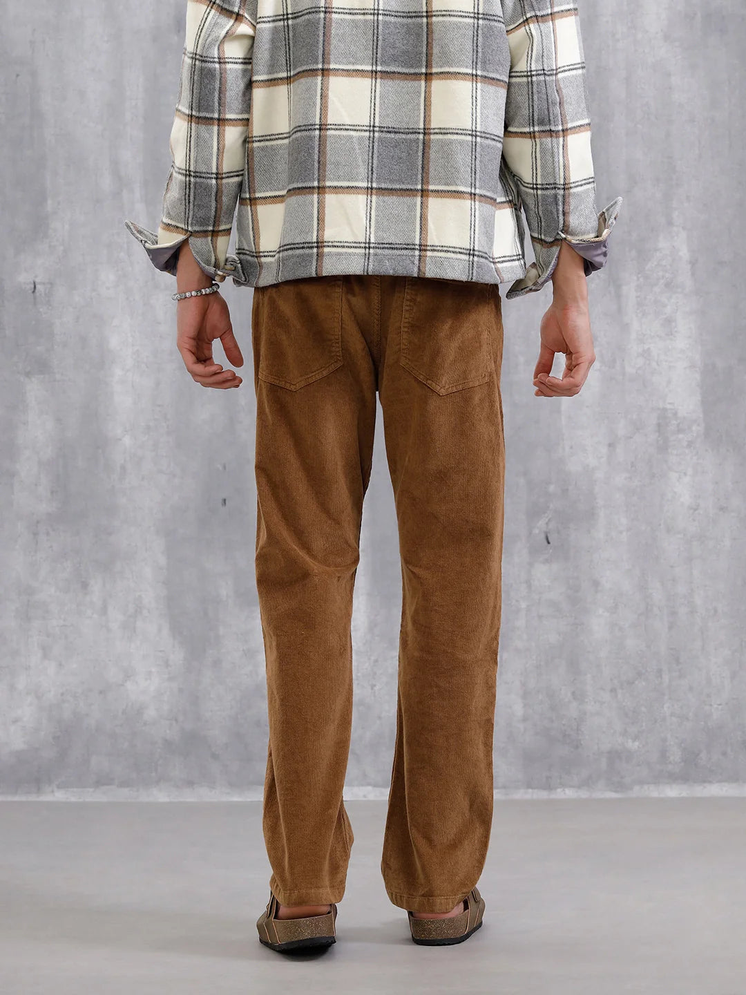 Corduroy Straight Fit Trousers  | Khaki