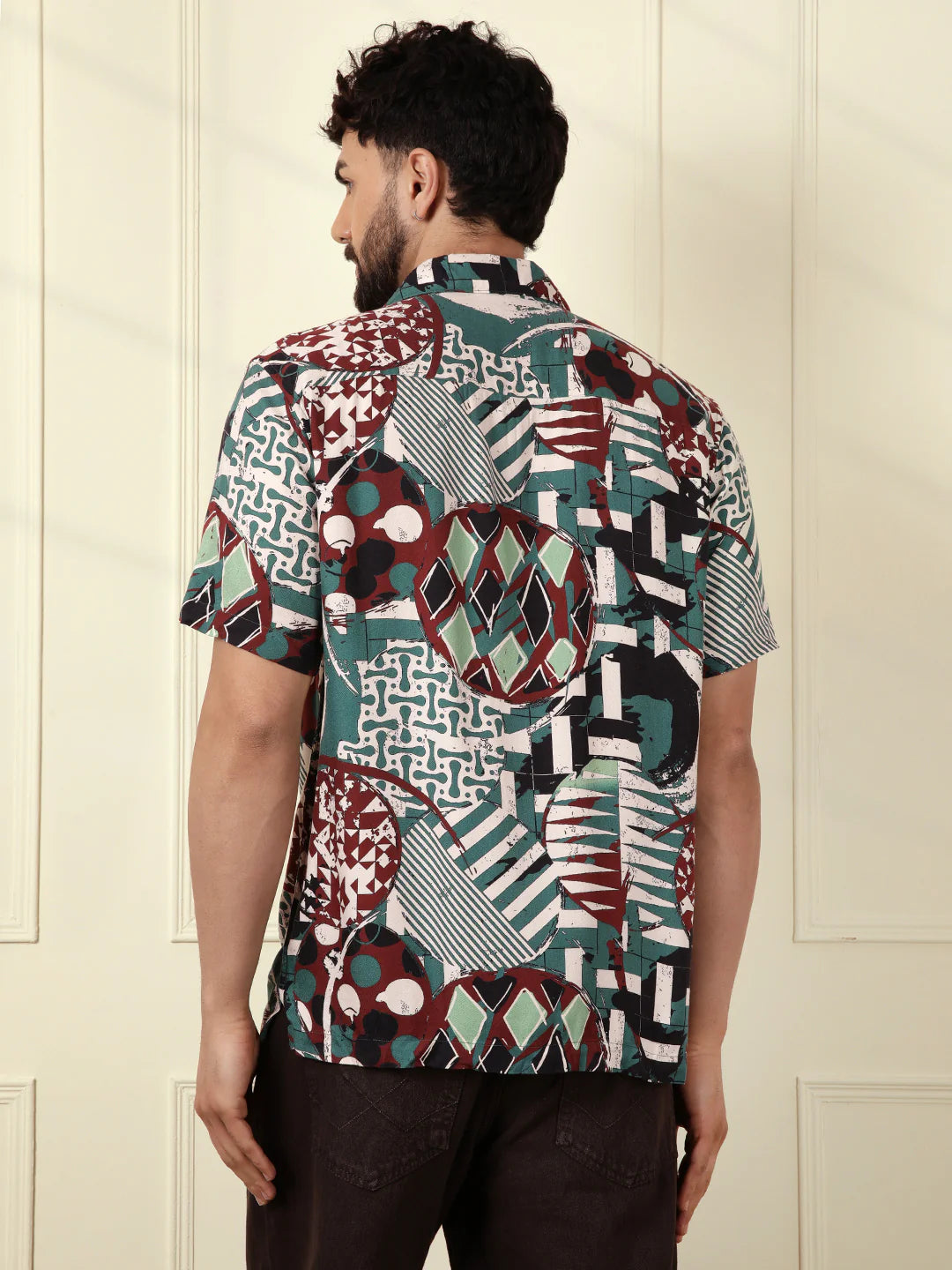 AOP Fluid Light Weight Viscose Shirt | Dark Green