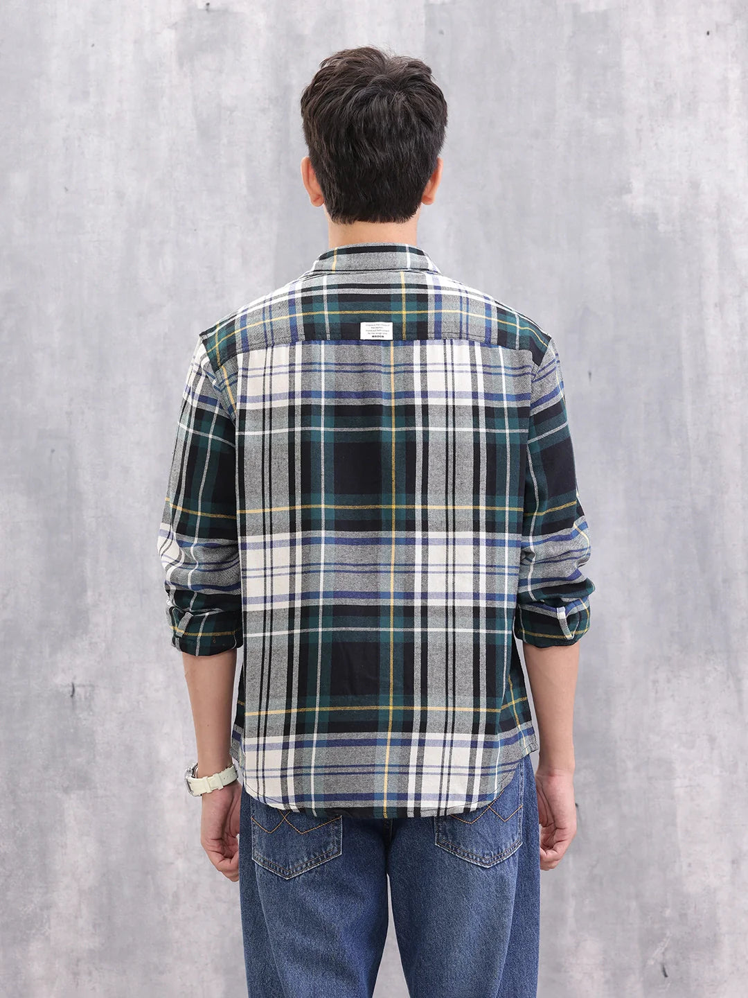 Textured Checkered Regular Fit Shirt | Green