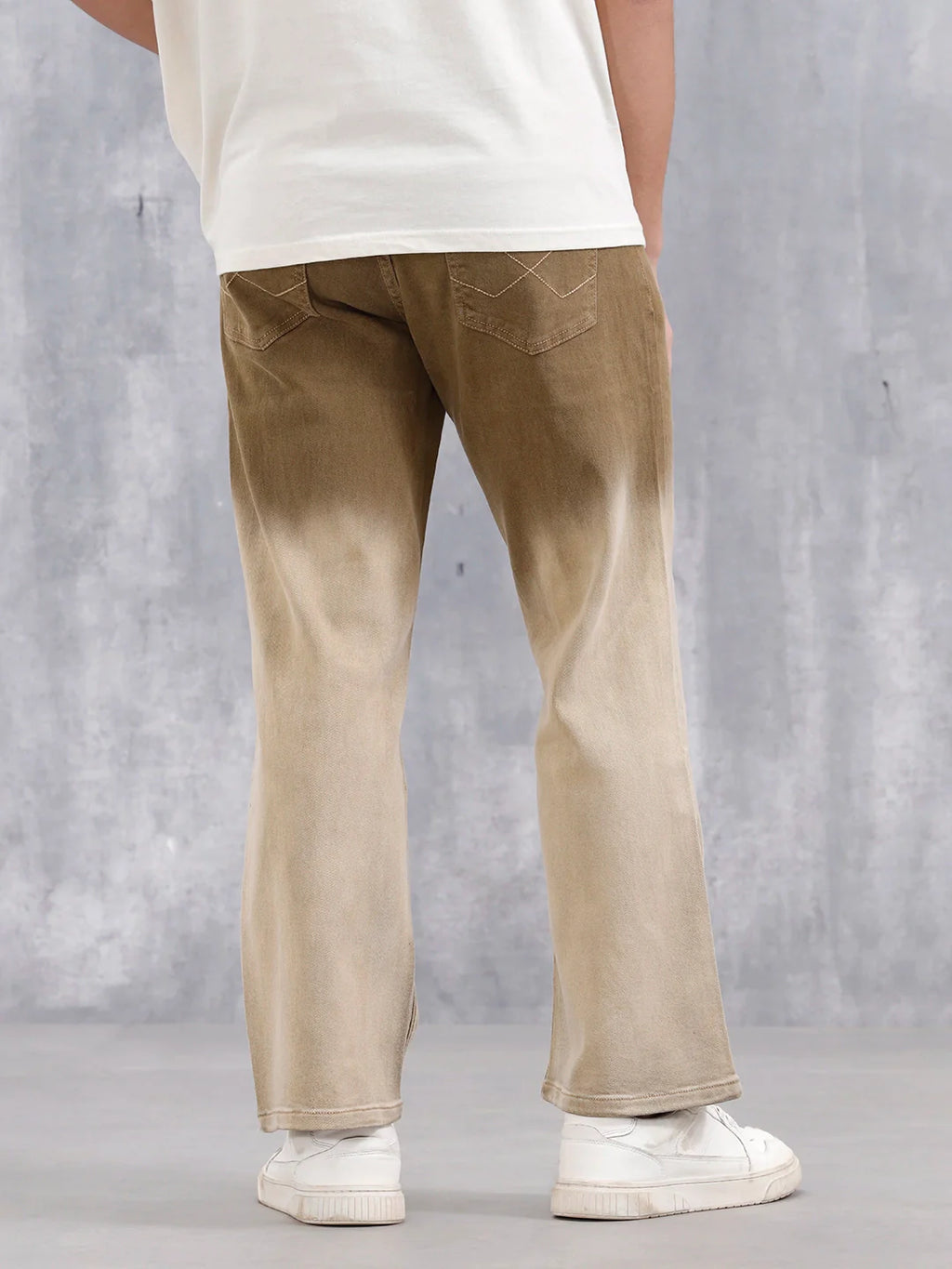 Men's Casual Bootcut Fit Ombre Jeans | Khaki