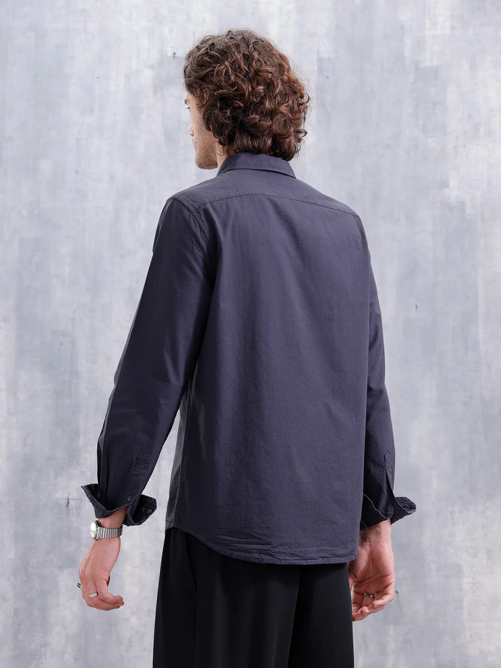 Men’s Slim Fit Solid Casual Shirt | Blue