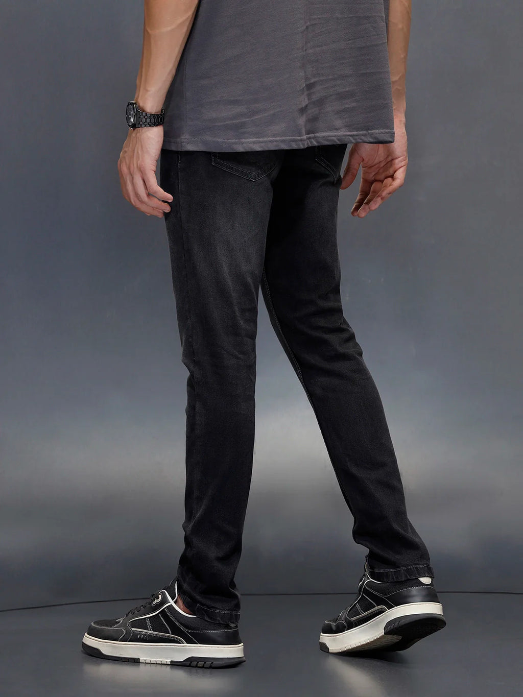 Wrogn Men's Slim Tapered Fit Jeans | Grey