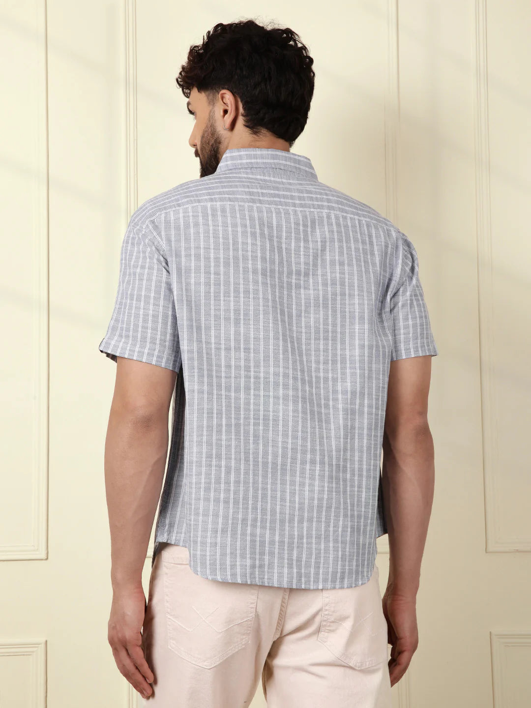 Classic Cotton Slub Striped Shirt | Blue