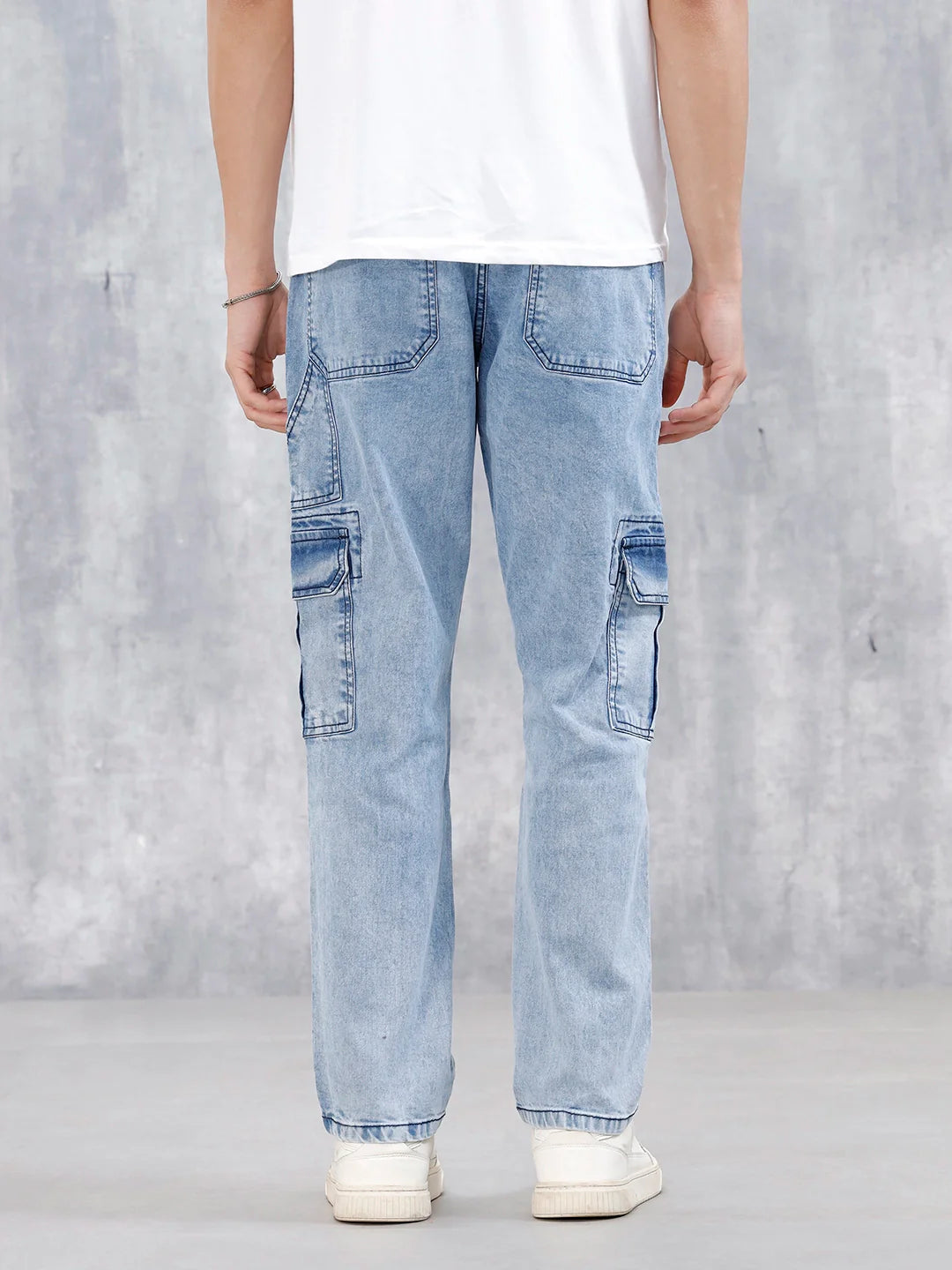 Mid Wash Cargo Fit Jeans | Blue