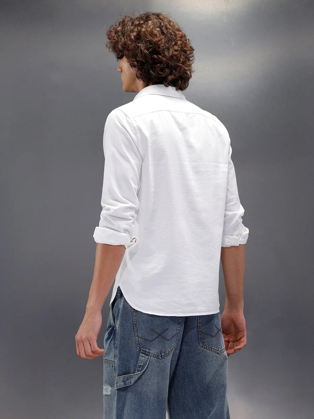 Solid Regualr Fit Shirt With Branding | White