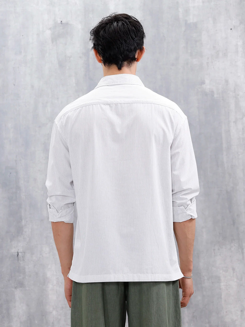 Casual Oversized Fit Striped Pattern Shirt | Off White