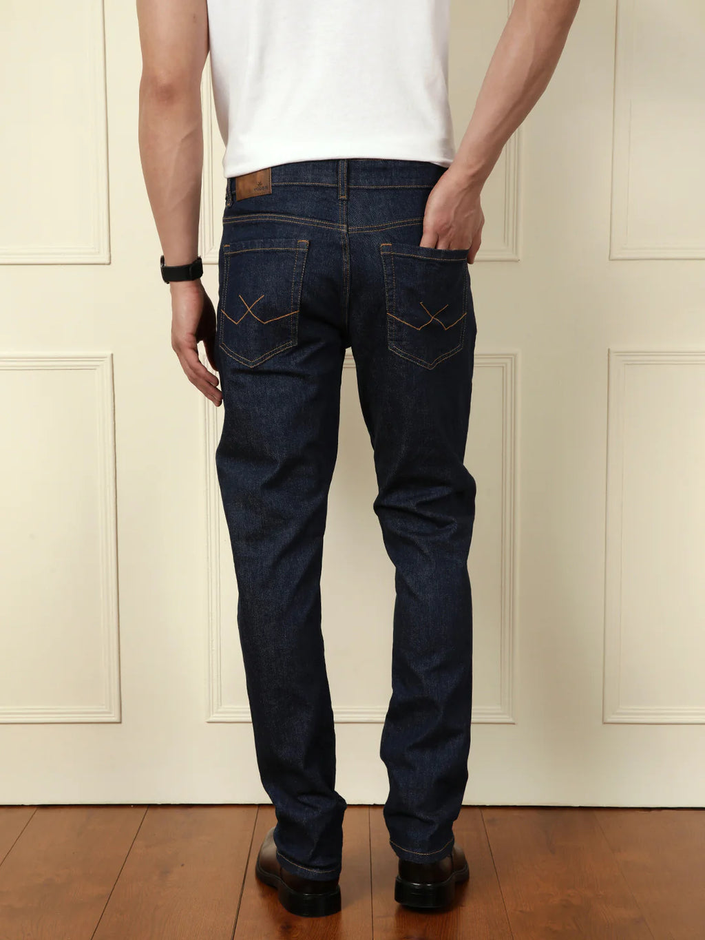 Casual Light Fade Straight Fit Jeans | Dark Blue