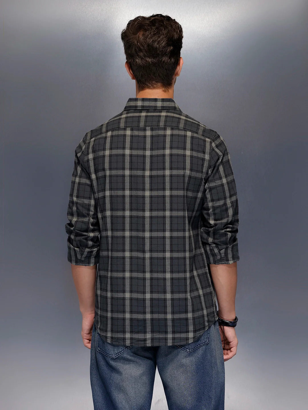 Men's casual classic check shirt | Grey