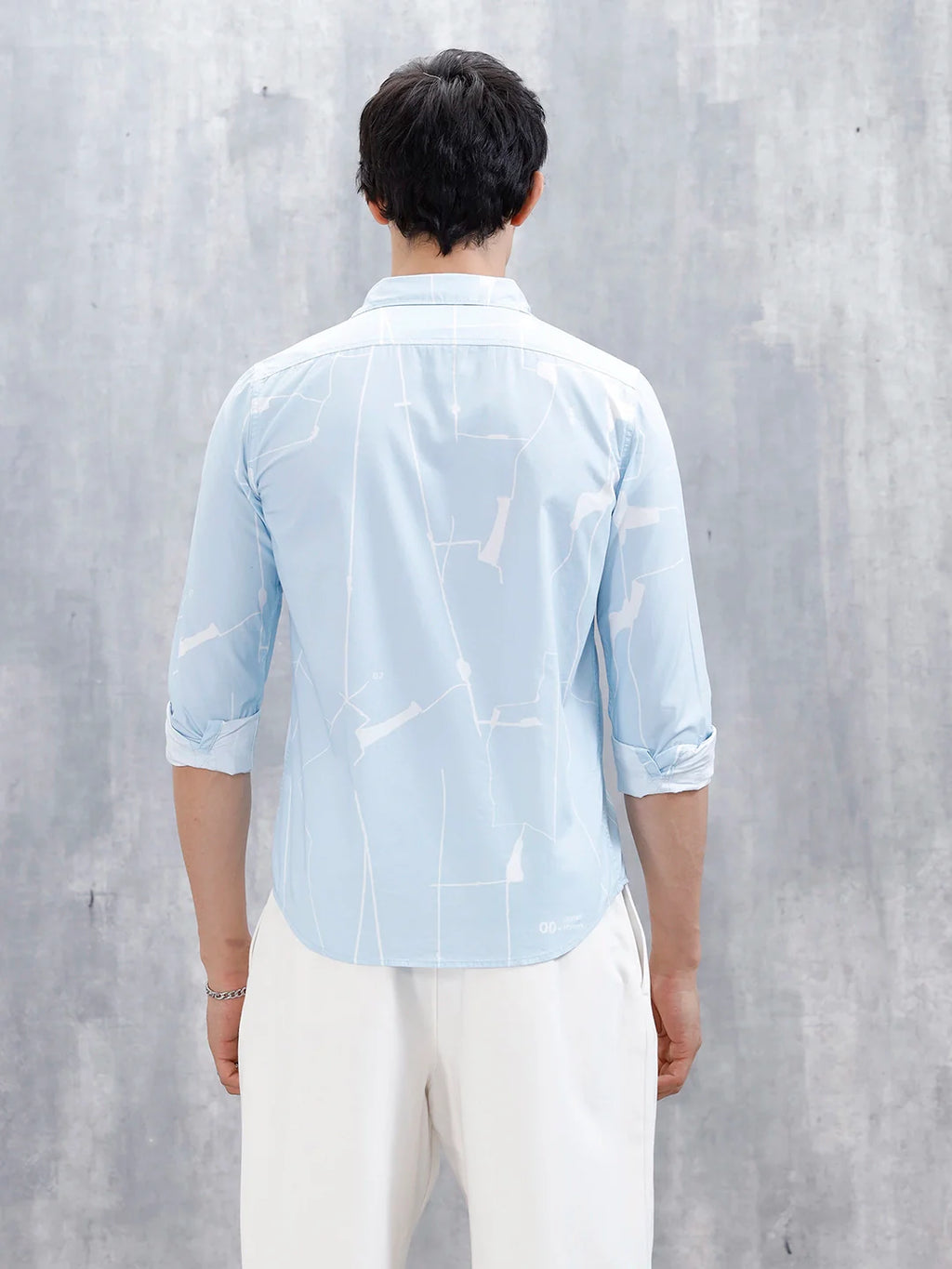 Wrogn Regular Fit Printed Casual Shirt | Blue