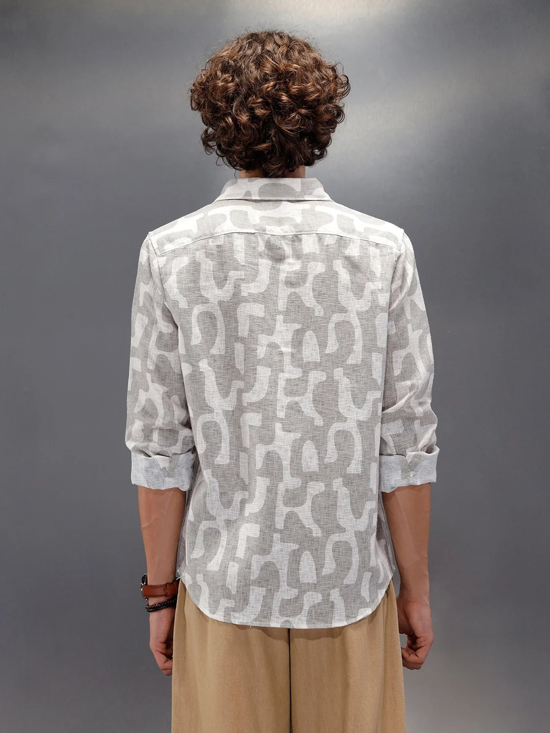 Abstract Aop Printed Regular Fit Shirt | Grey