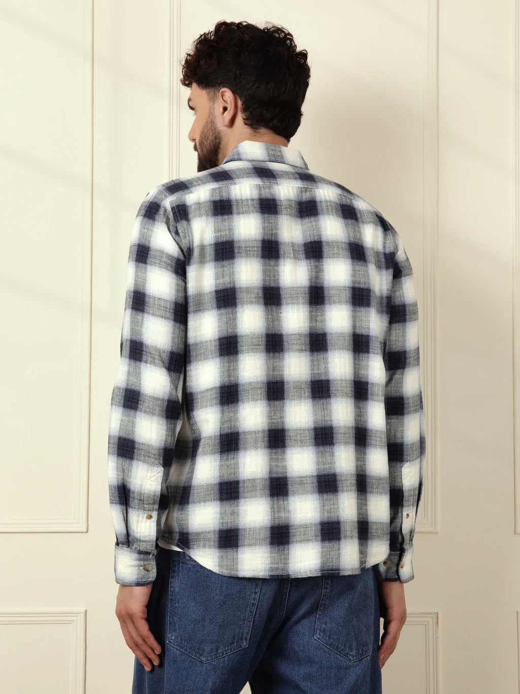 Shadow Checked Herringbone Shirt | Off White