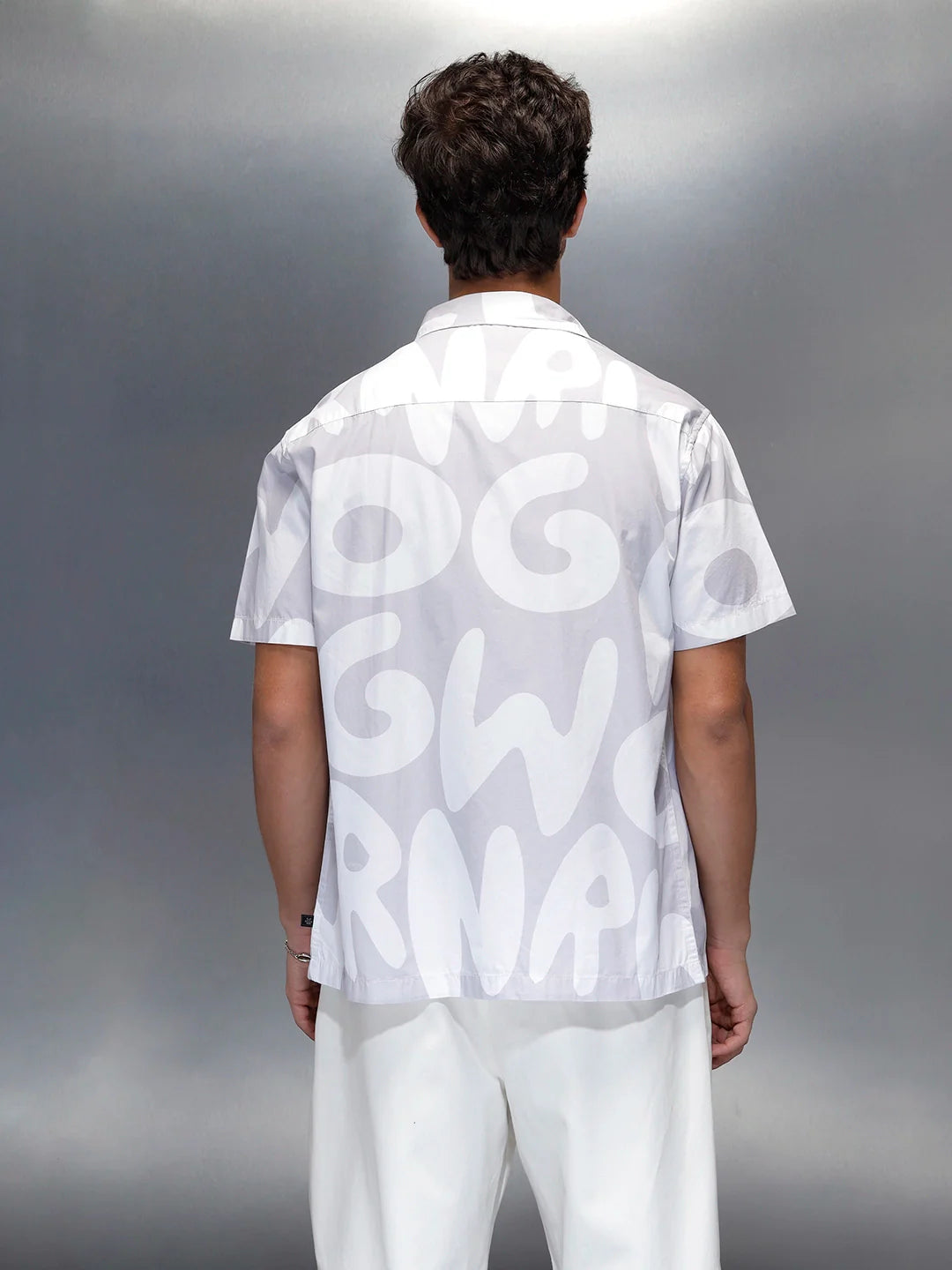 Wrogn Typography All-Over-Printed Shirt | Grey