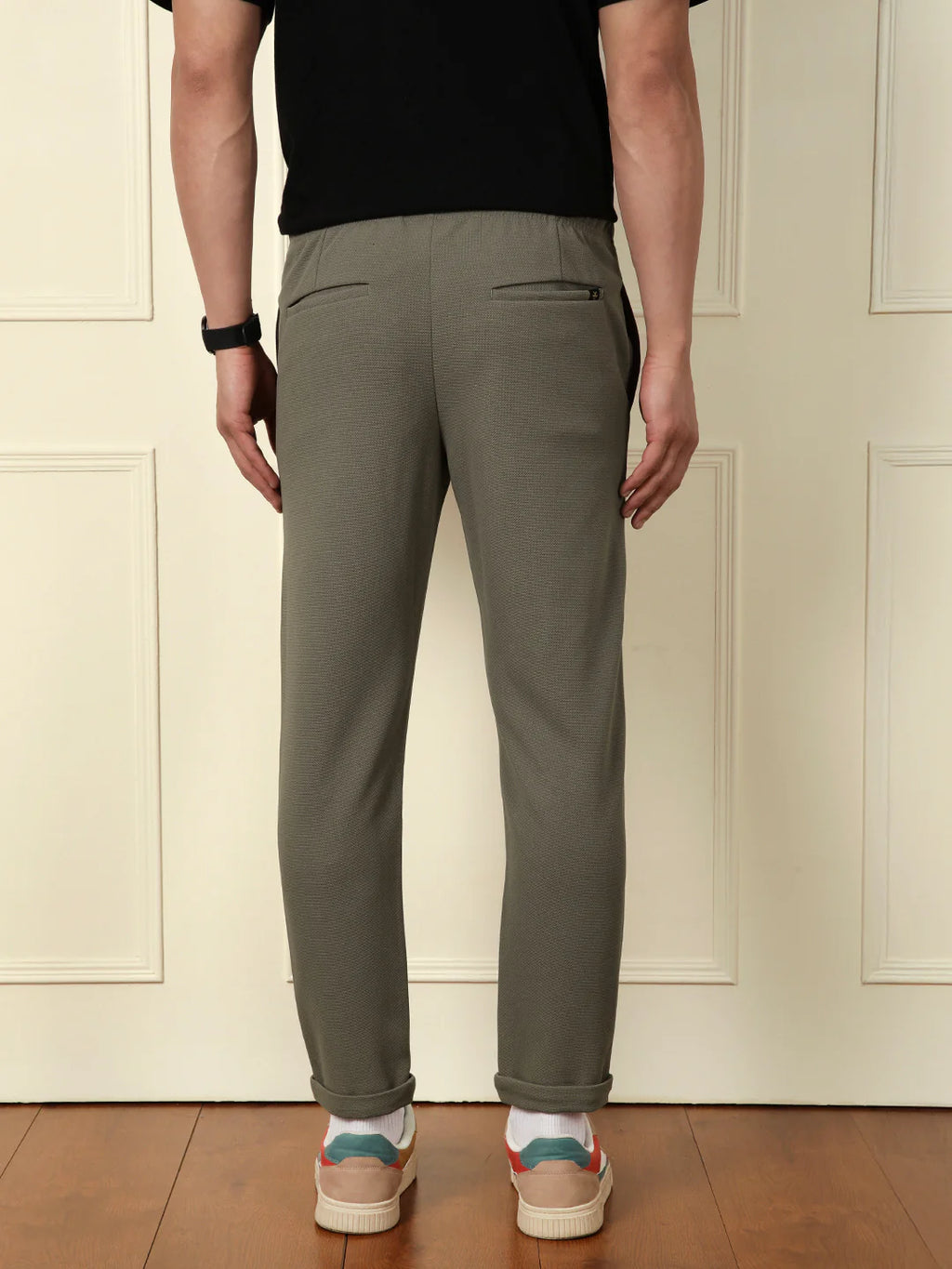 Solid Cotton Blend Knit Trouser | Grey