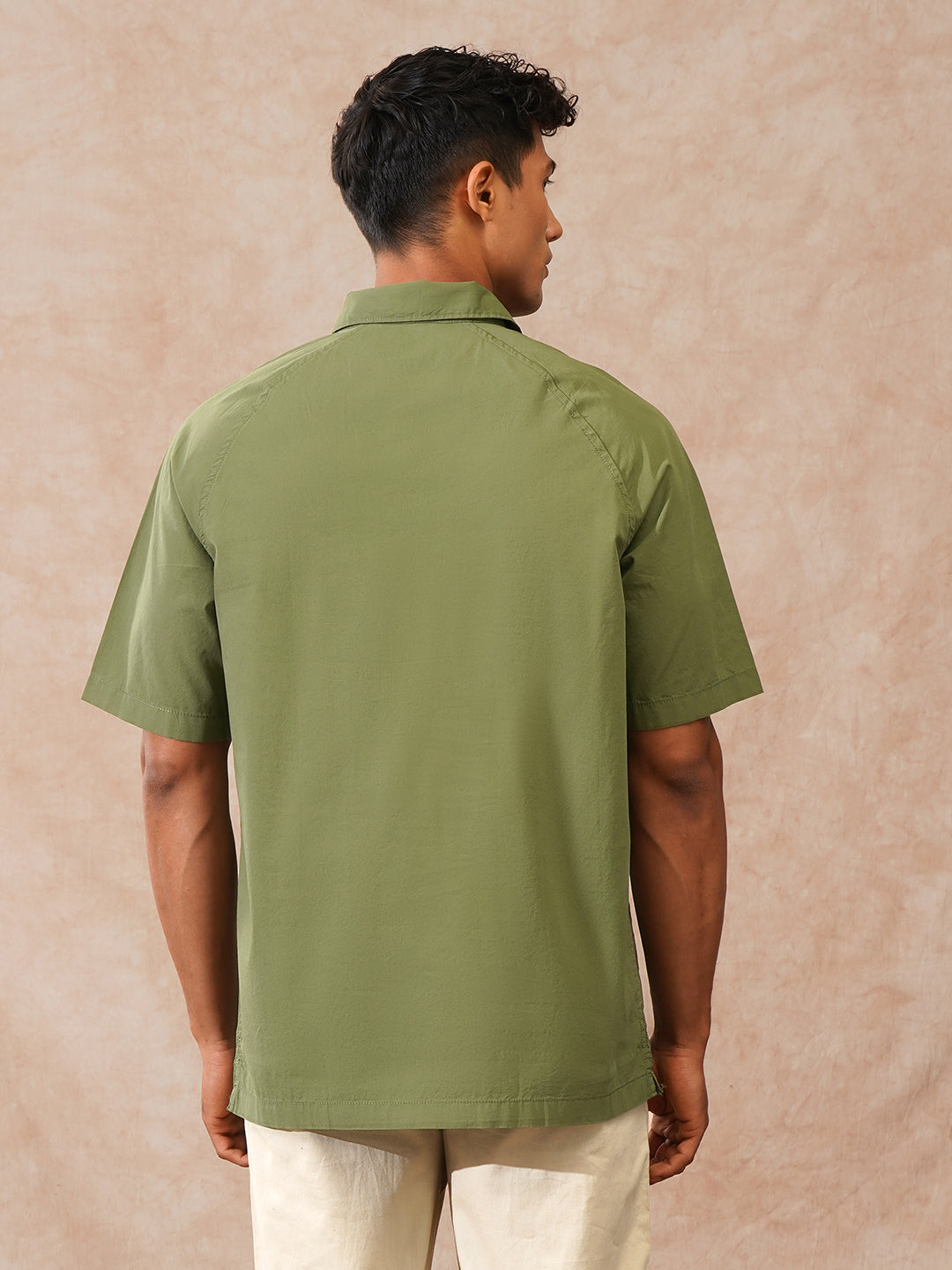 Solid Polo Collar Shirt | Olive
