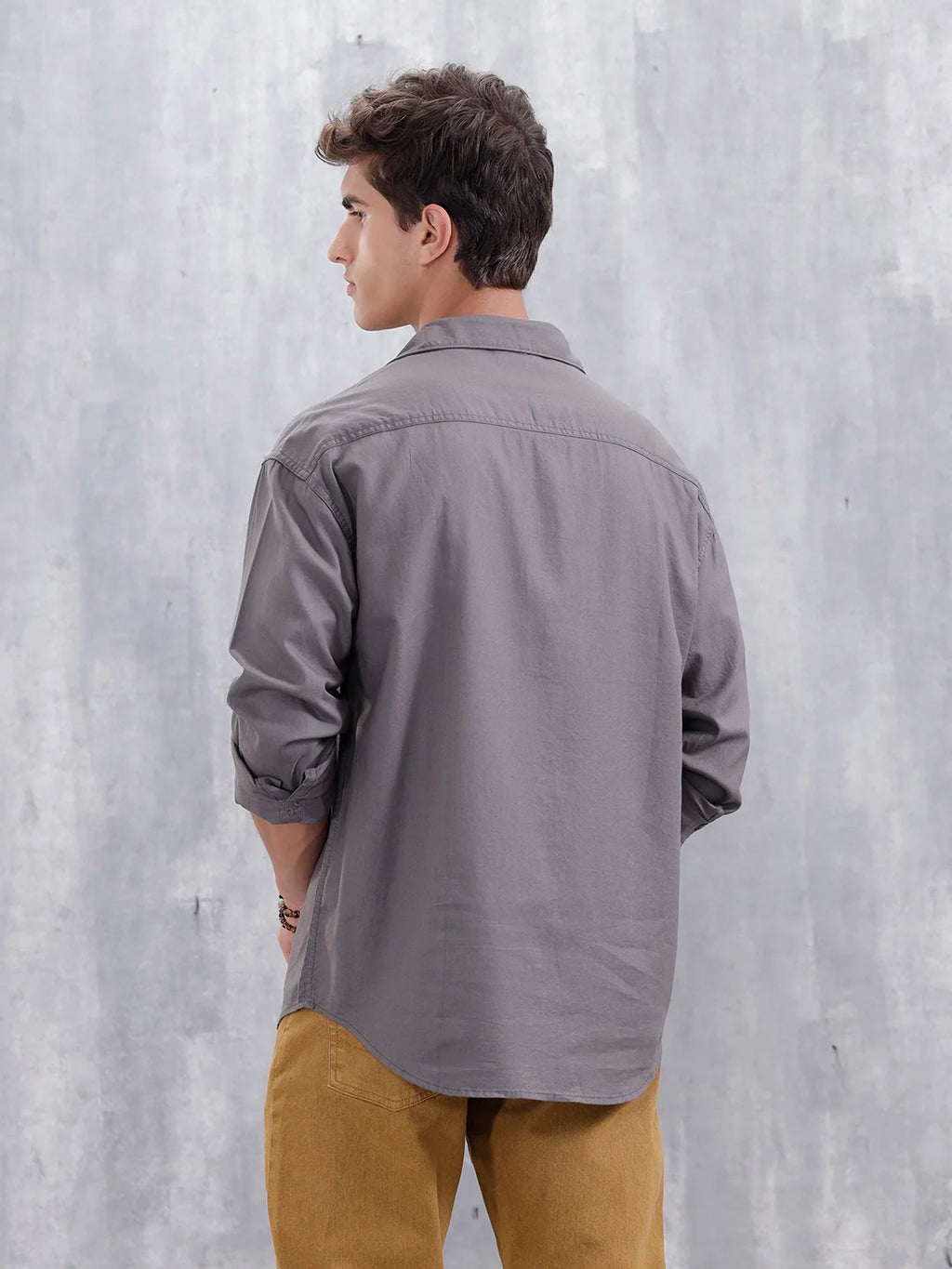 Men's Oversized Double Pocket Casual Shirt | Grey