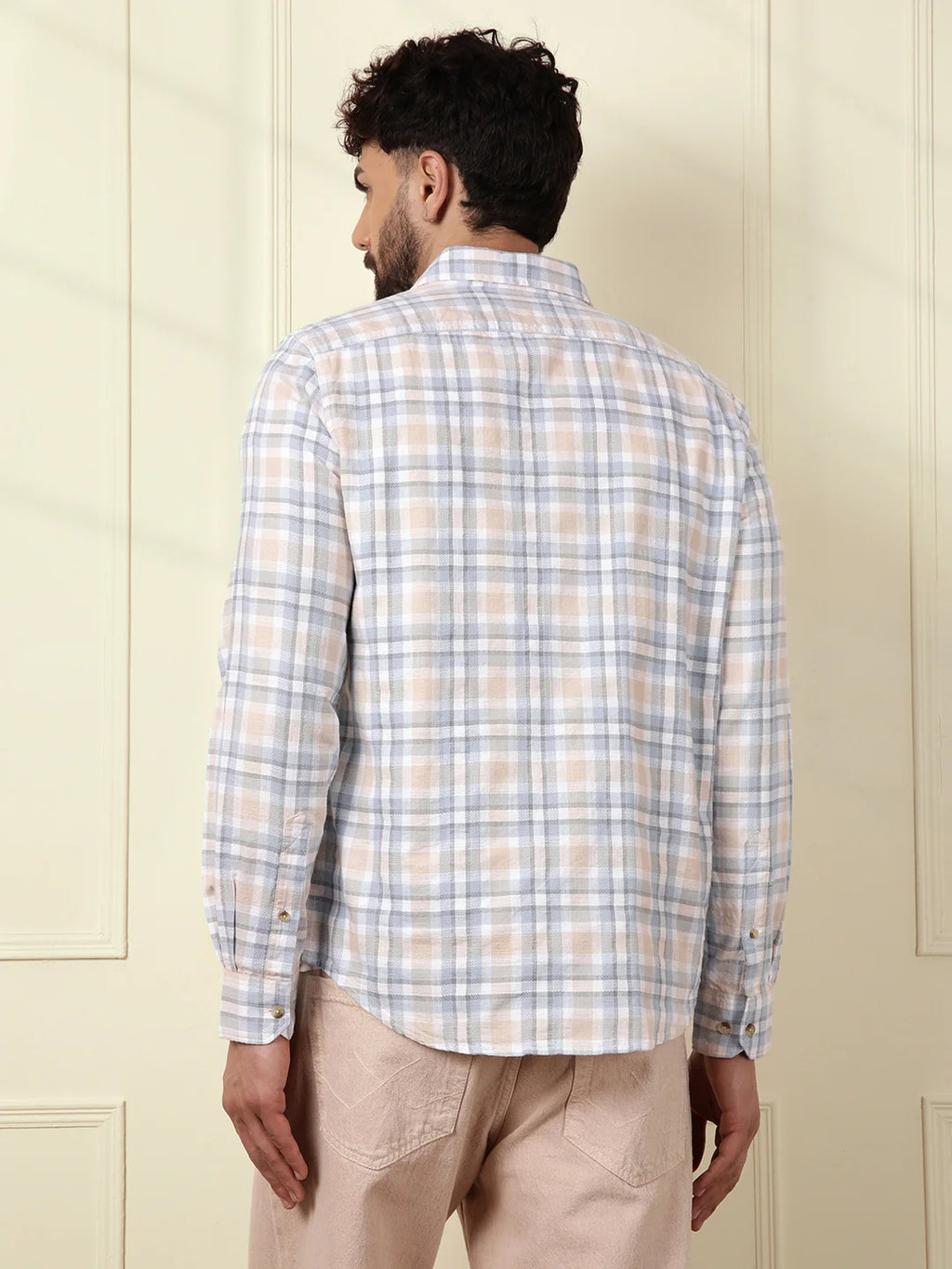 Tonal Checked Casual Shirt | Light Blue