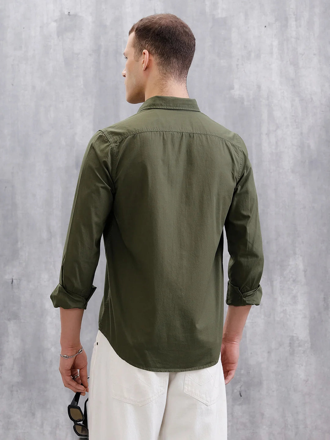 Solid Full Sleeve Regular Fit Shirt | Olive