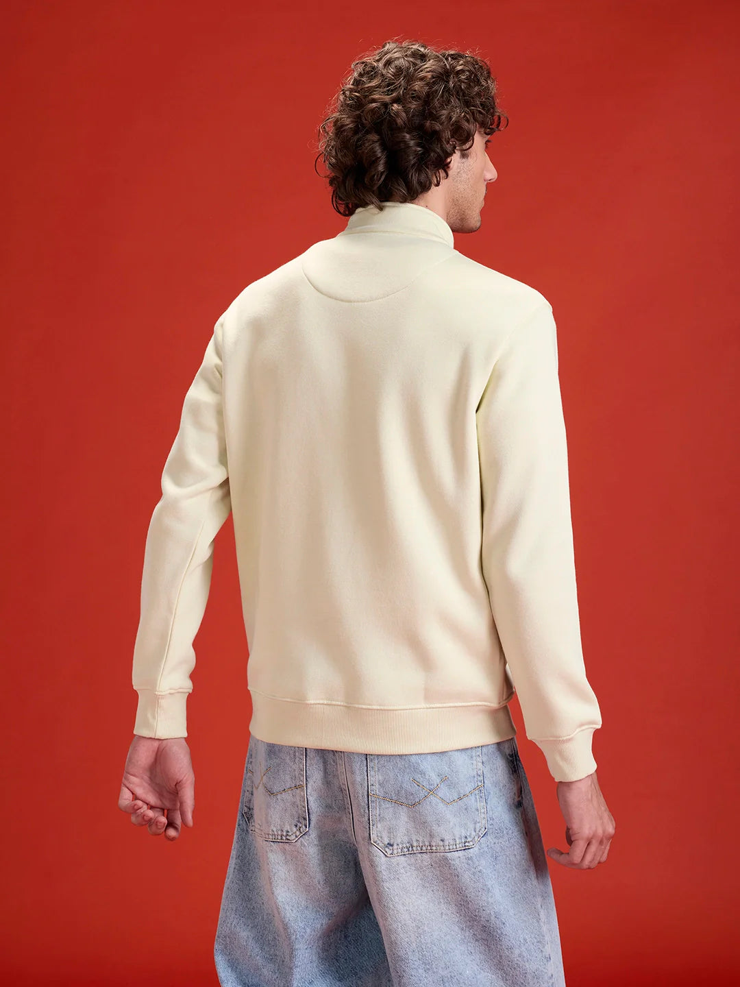 Men’S Solid Zip-Up Stand Collar Sweatshirt | Aloe Wash
