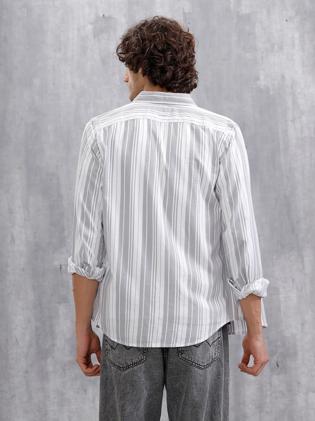 Micro Cord Stripes Shirt | Grey