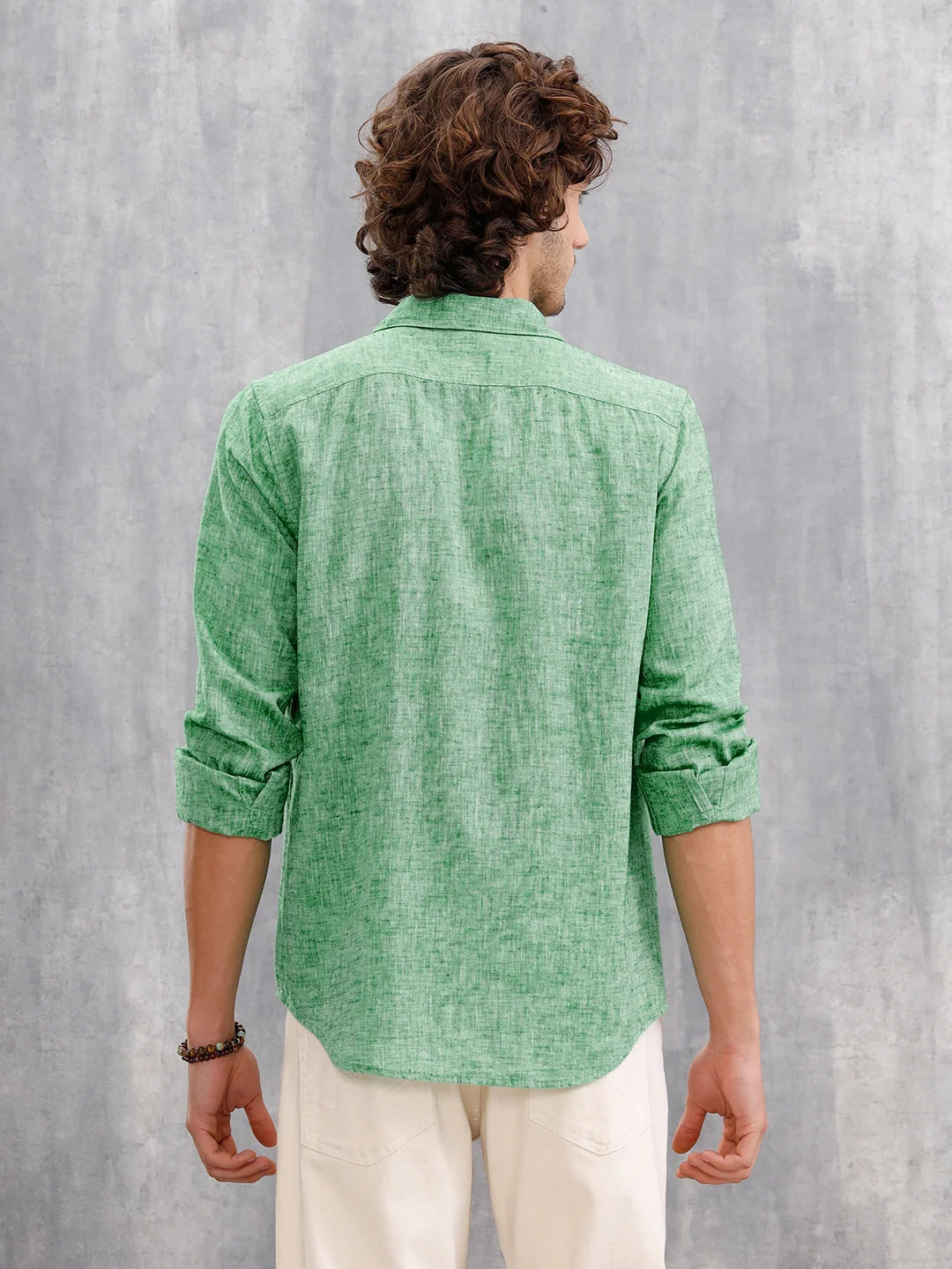 Melange Look 100%Cotton Regular Fit Shirt | Green