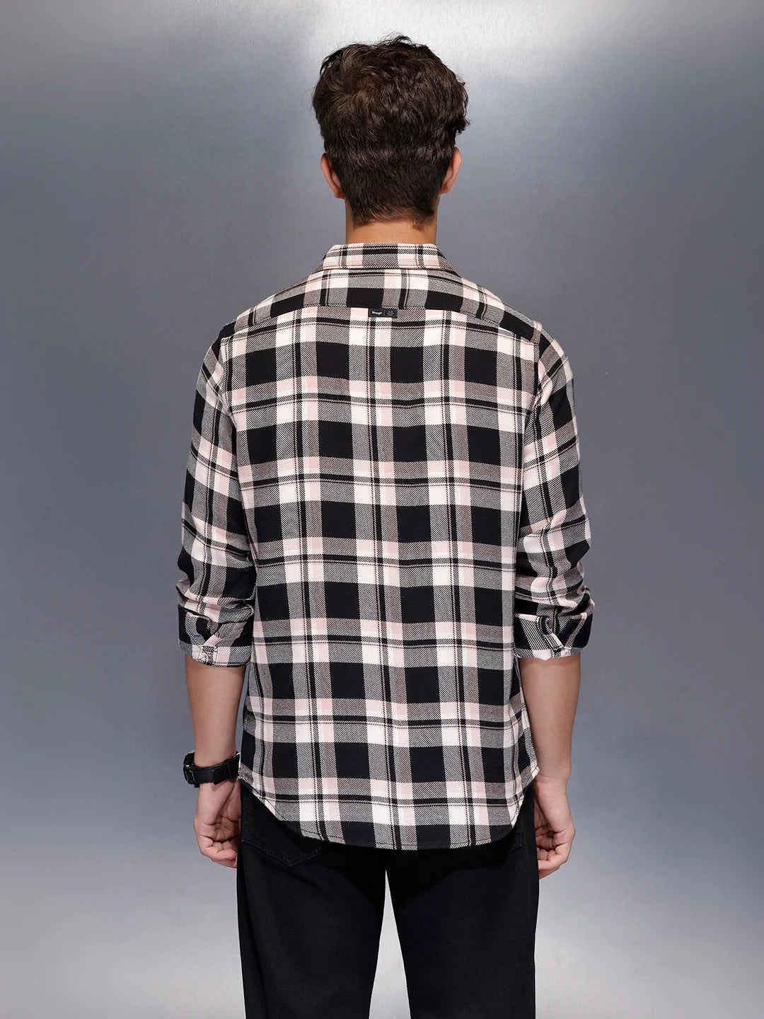 Men’s modern bold check casual shirt | Brown