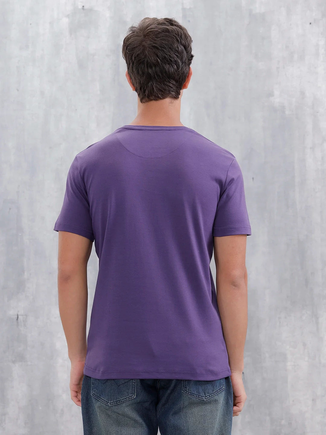 Slim Fit Metallic Flock T-Shirt | Purple