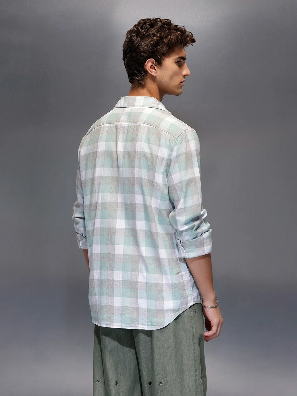 Men's Casual Slim Fit Checkered Shirt  |  Green