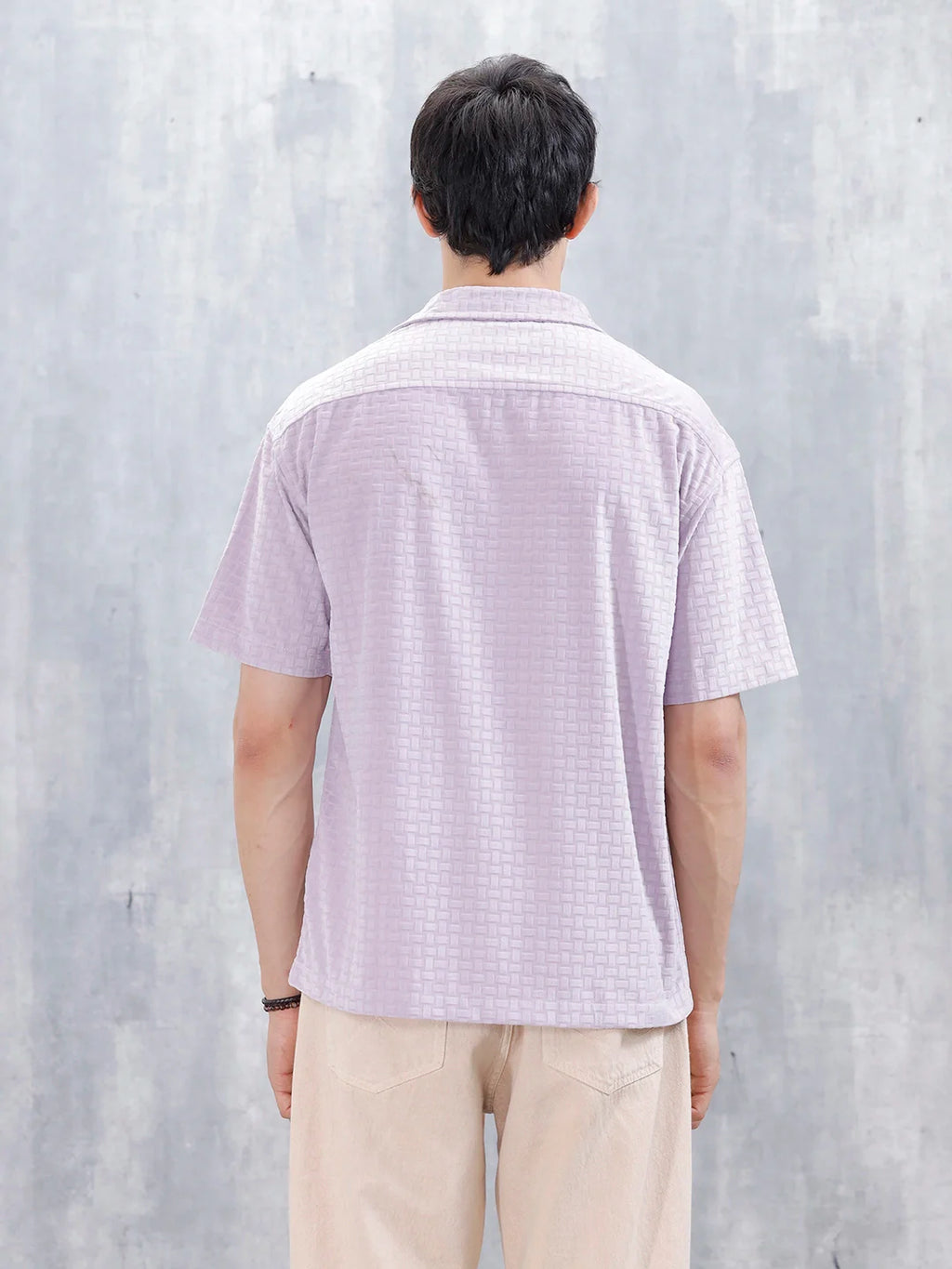 Wrogn Mens Casual Self Textured Oversized Shirt | Purple