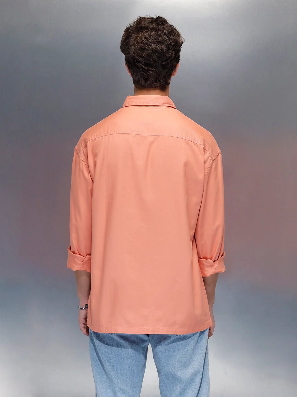 Men's oversize dual pocket shirt  | Peach