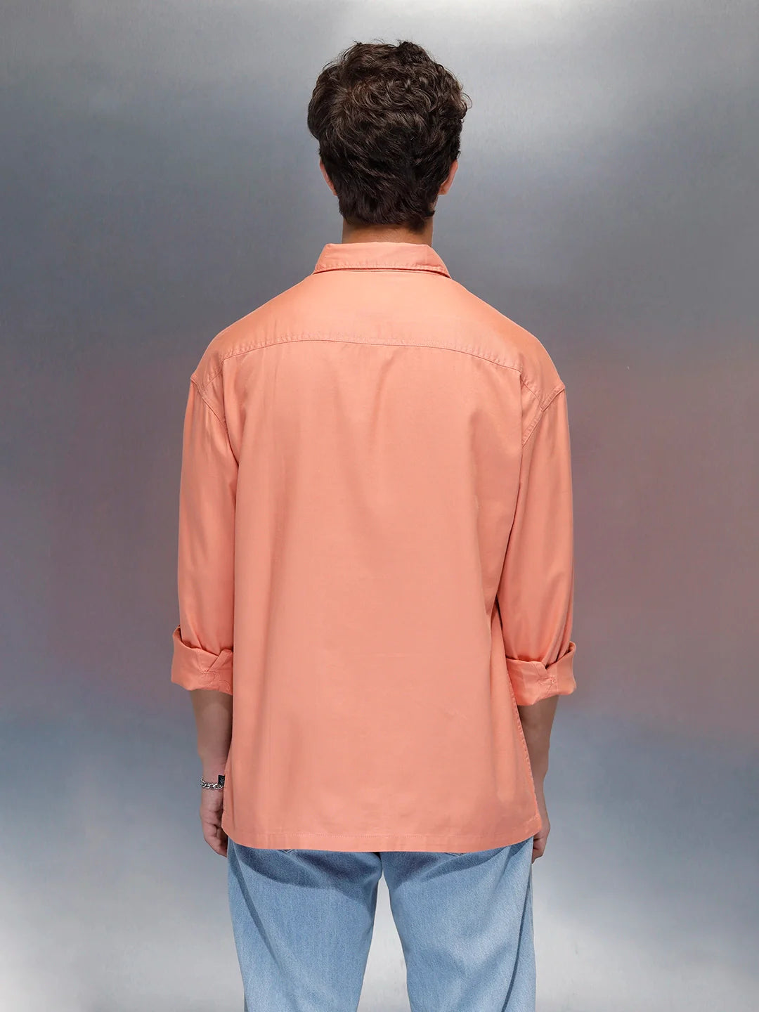 Men's oversize dual pocket shirt  | Peach