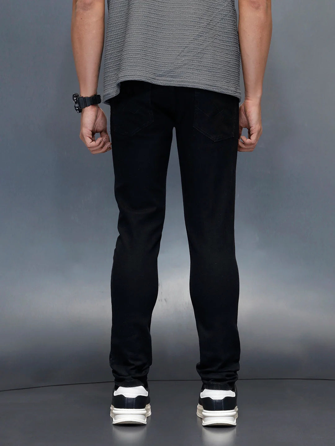 Men's Casual Slim Tapered Fit Jeans | Black