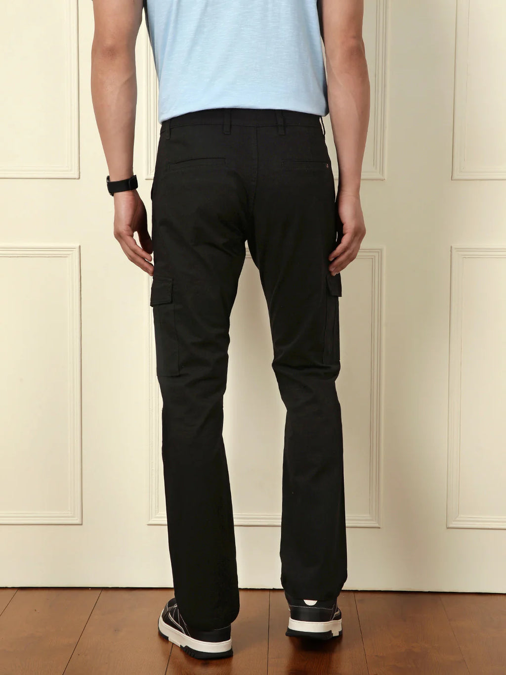 Peached Cotton Cargo Trouser | Black