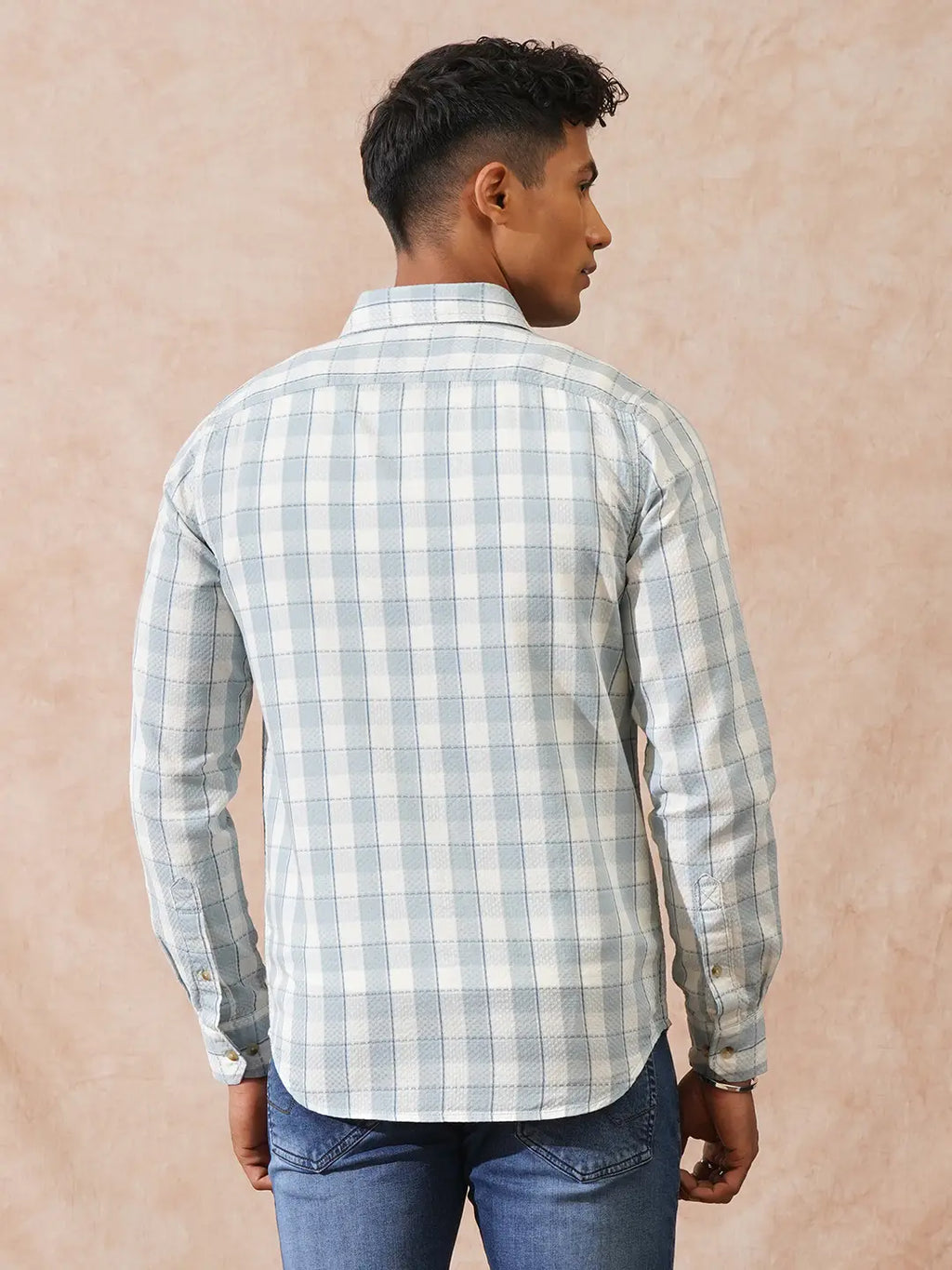 Textured Tonal Check Shirt | Blue