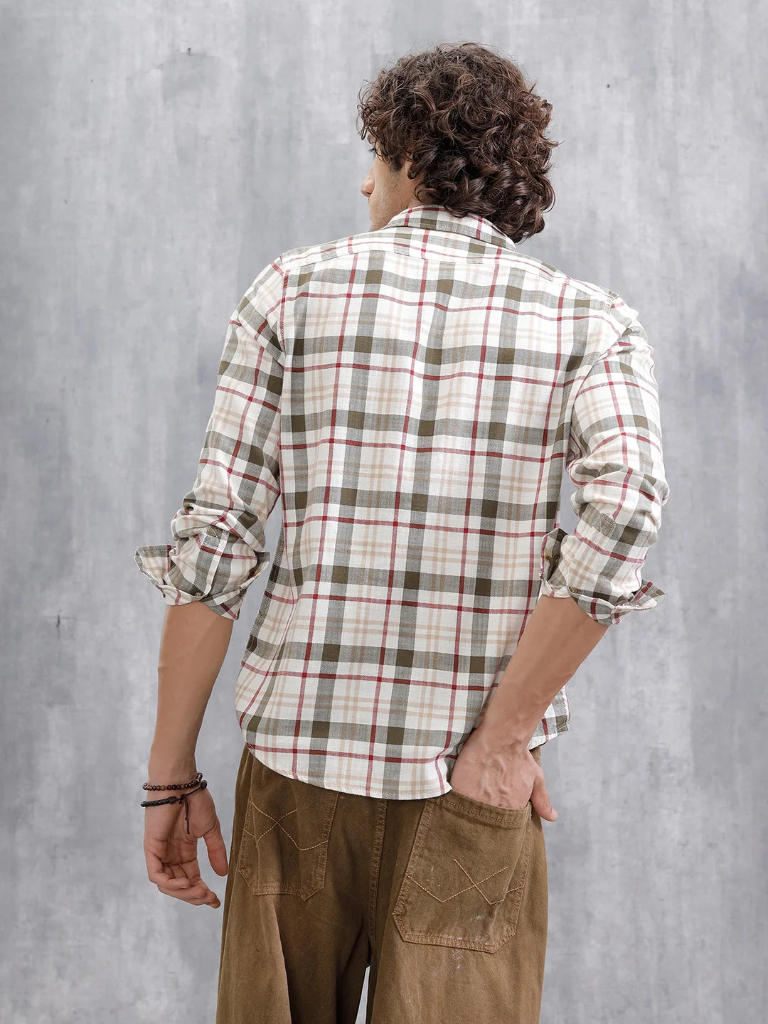 Checkered Full Sleeve Shirt | Off White