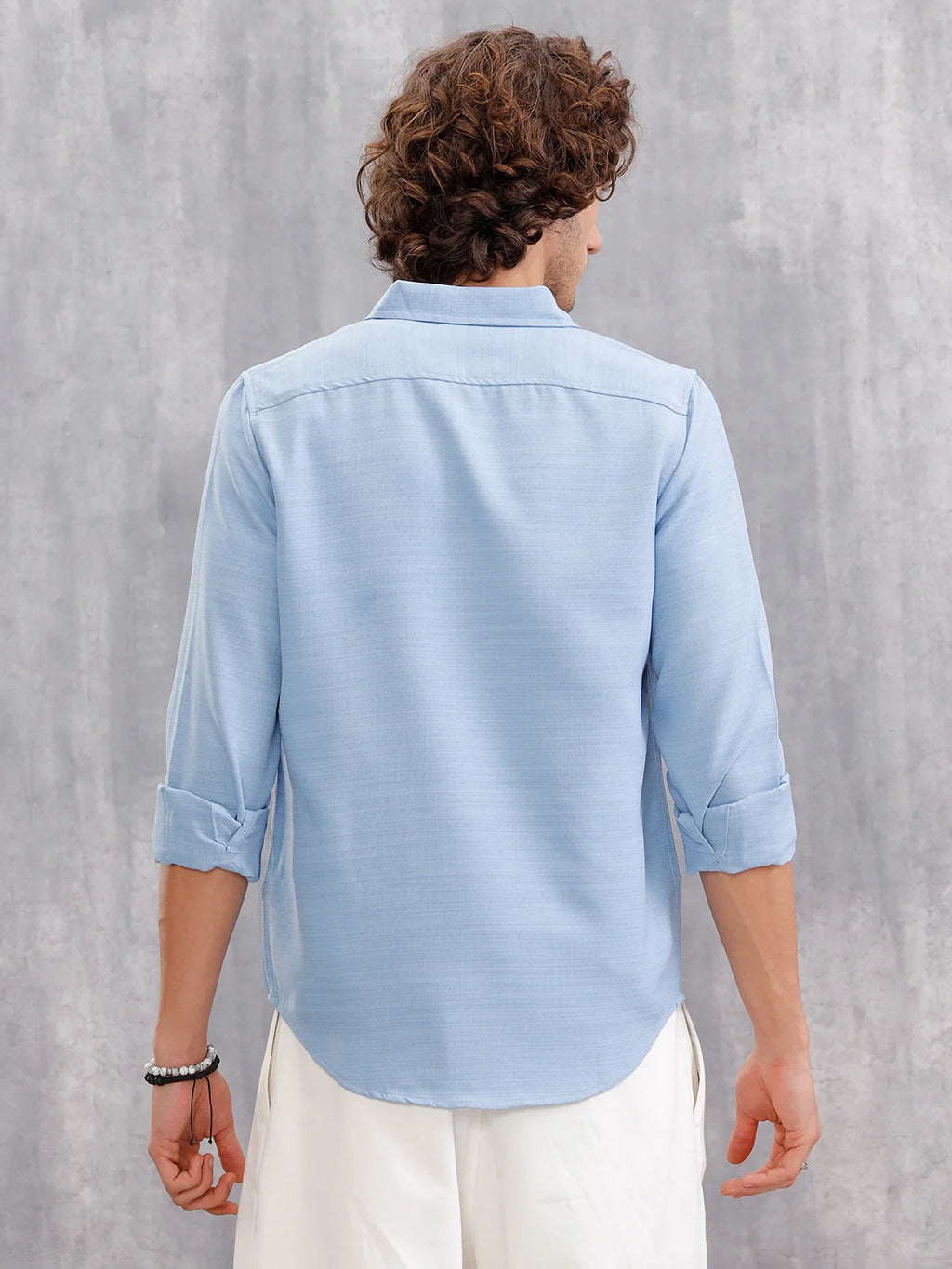 Textured Solid Shirt In Slim Fit  |  Blue