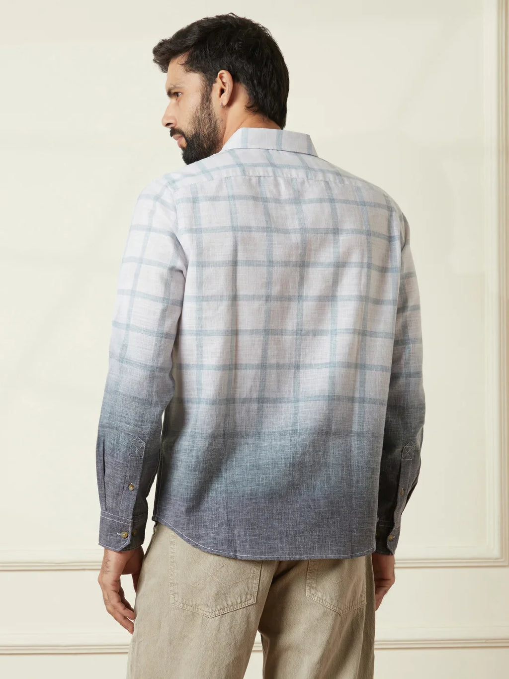 Checked Ombre Print Shirt | Grey