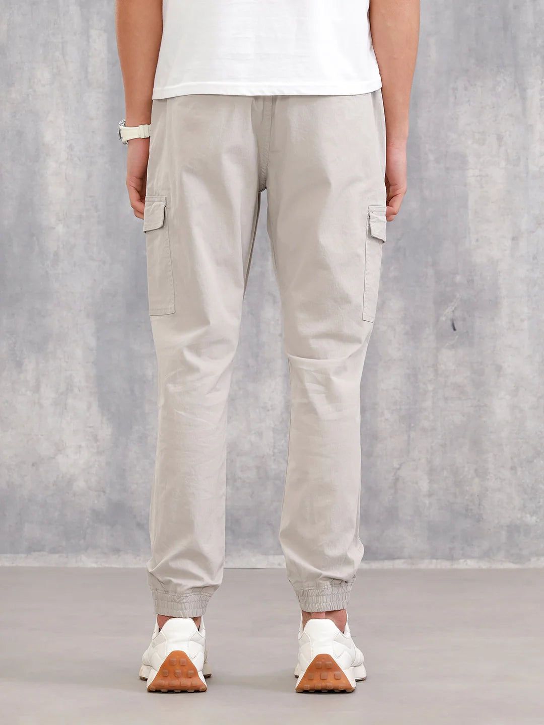 Cotton Stretch Twill Cargo Jogger I Light Grey