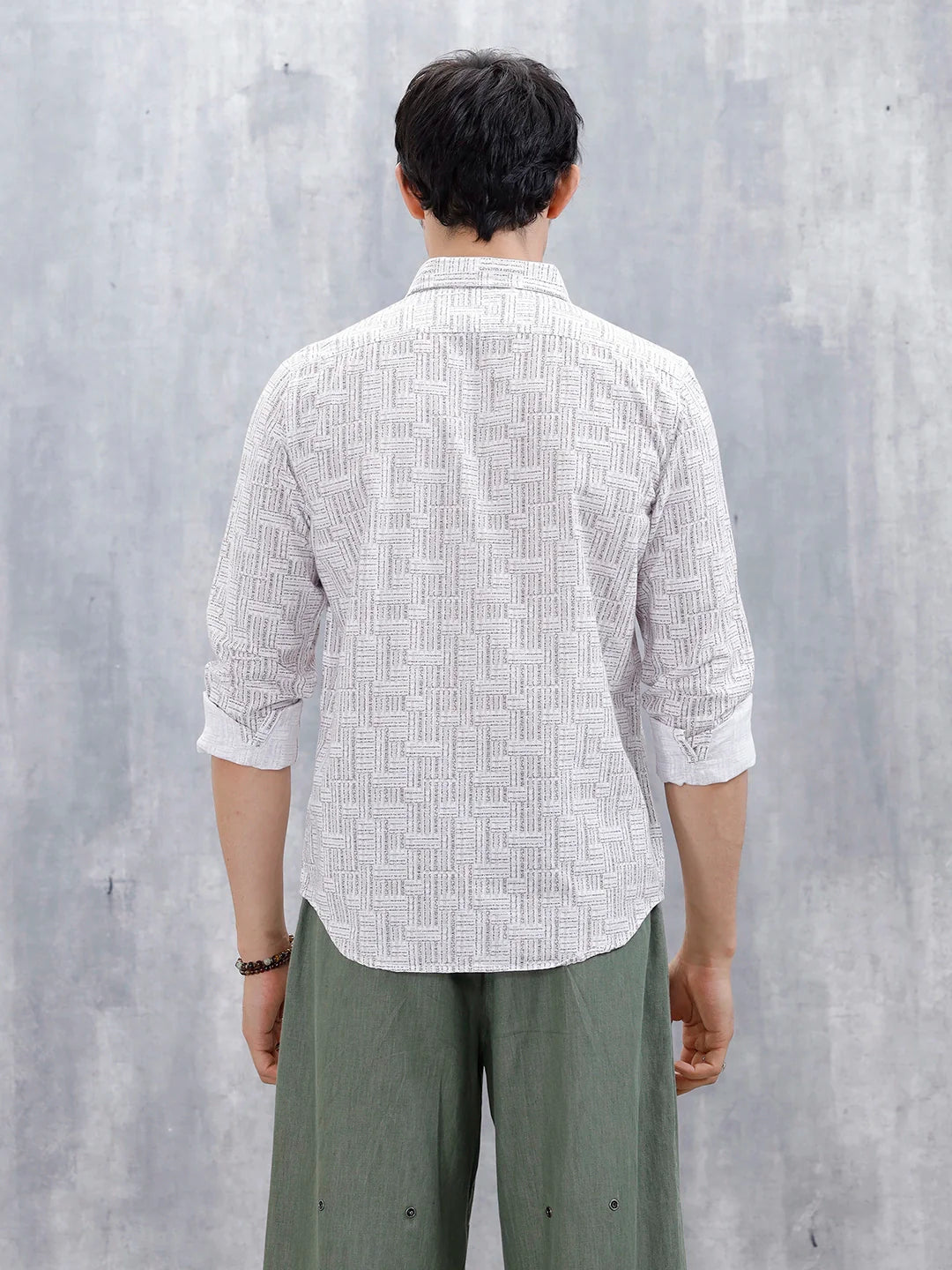 Printed Men's Casual Slim Fit Shirt | Brown