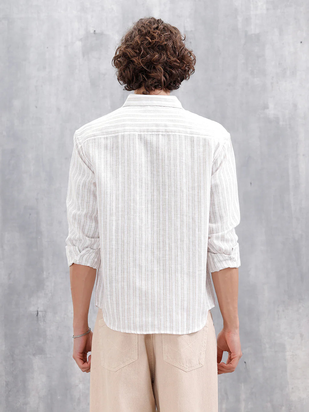 Regular Fit Cotton Striped Shirt | Off White