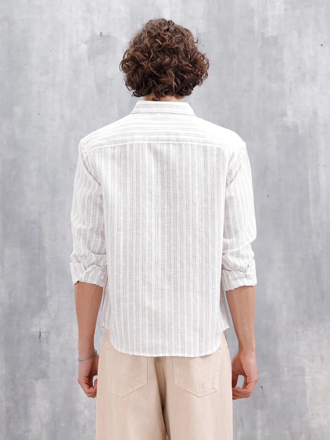 Regular Fit Cotton Striped Shirt | Off White